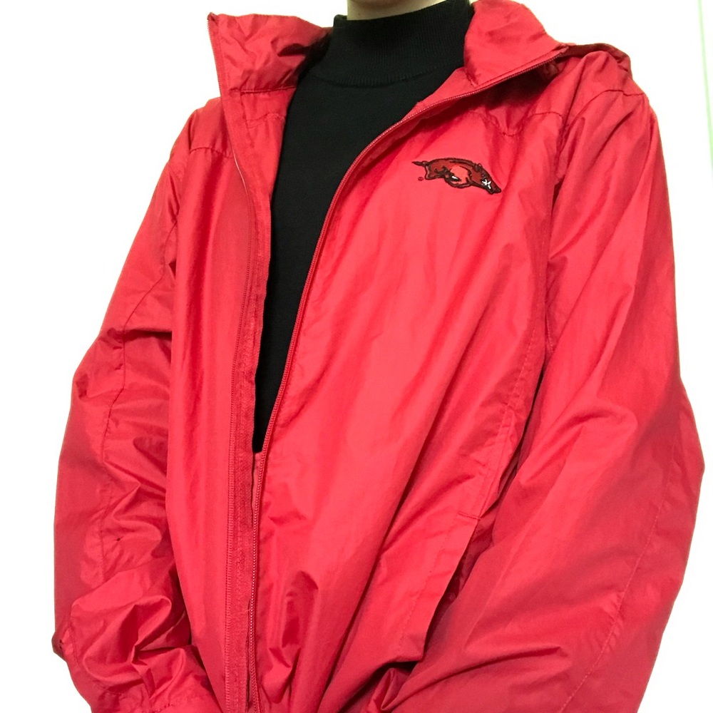 trendy red windbreaker